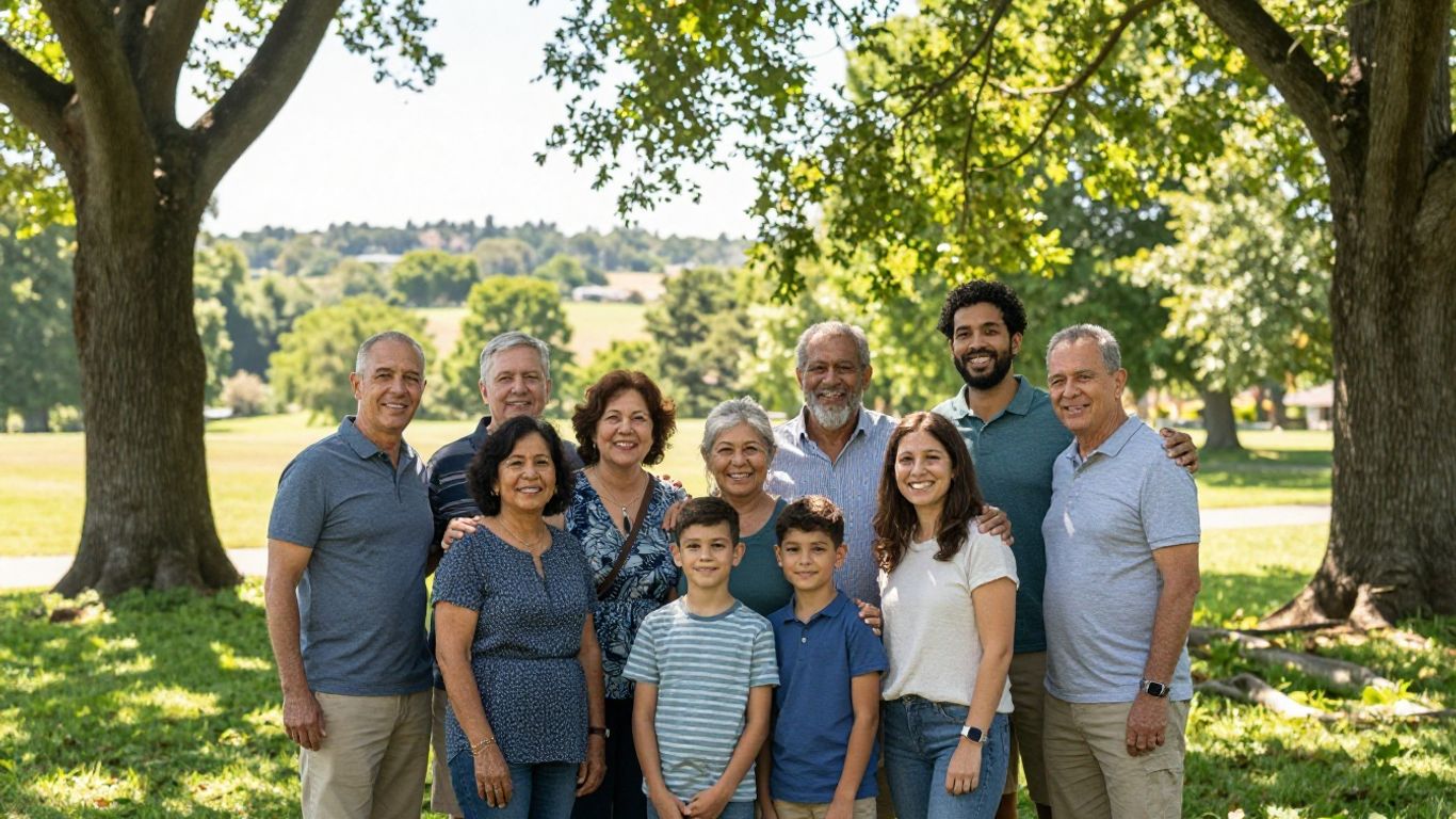 Family reunion travel scene