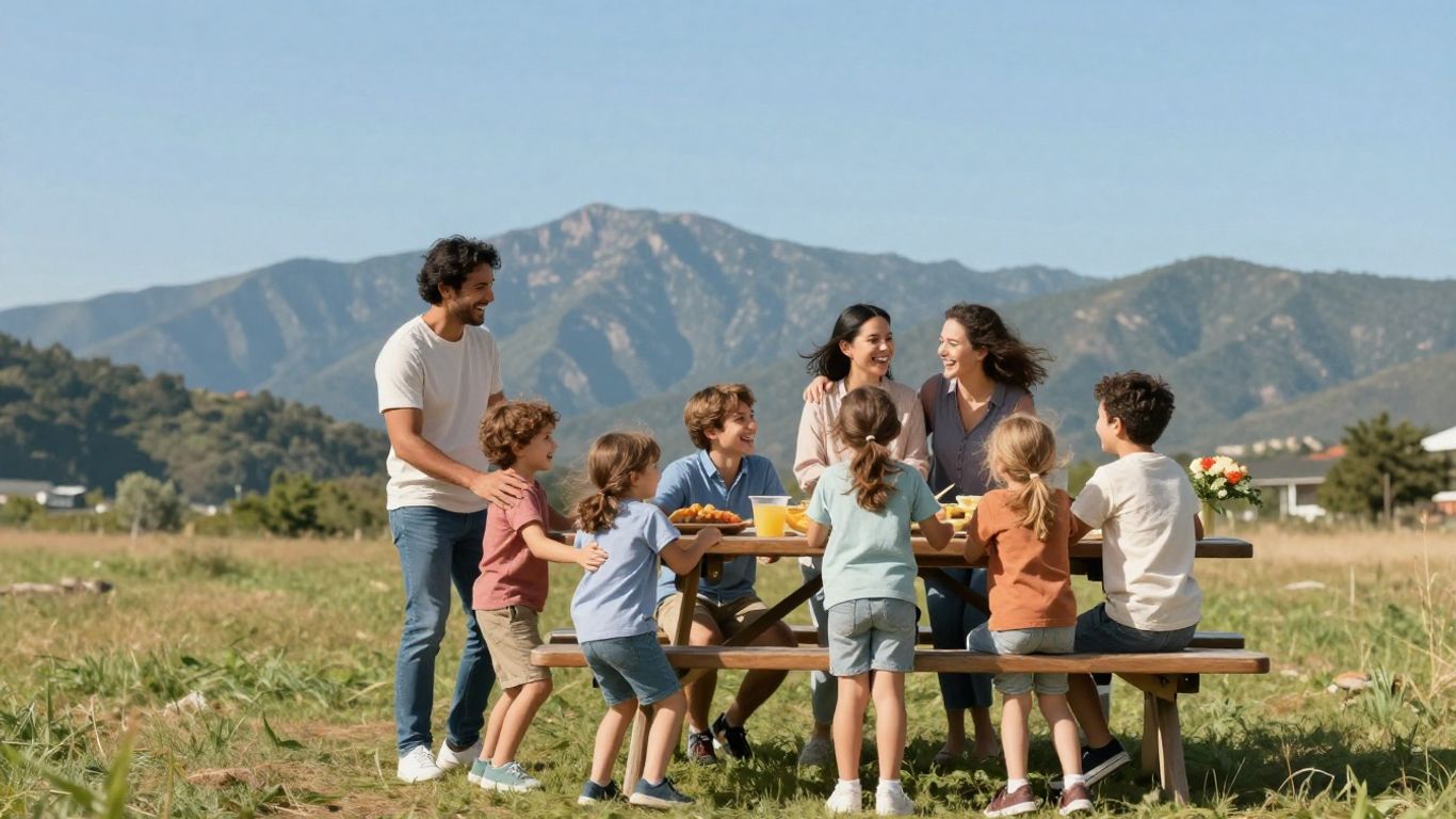 Family reunion travel scene