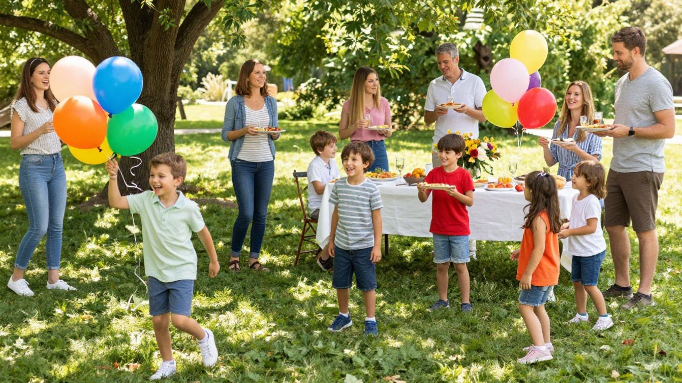 Family reunion travel scene