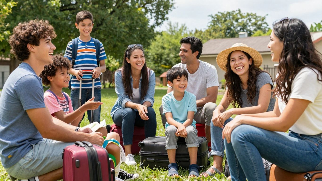 Family reunion travel scene